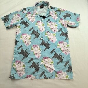 OAF Nation Men's‎ Hawaiian Shirt Size Large Button Up Rangers  Blue Oozie Aloha